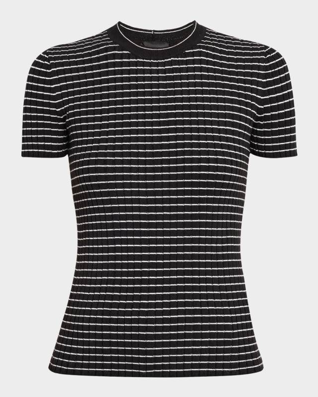 Striped Crewneck Rib Knit Tee